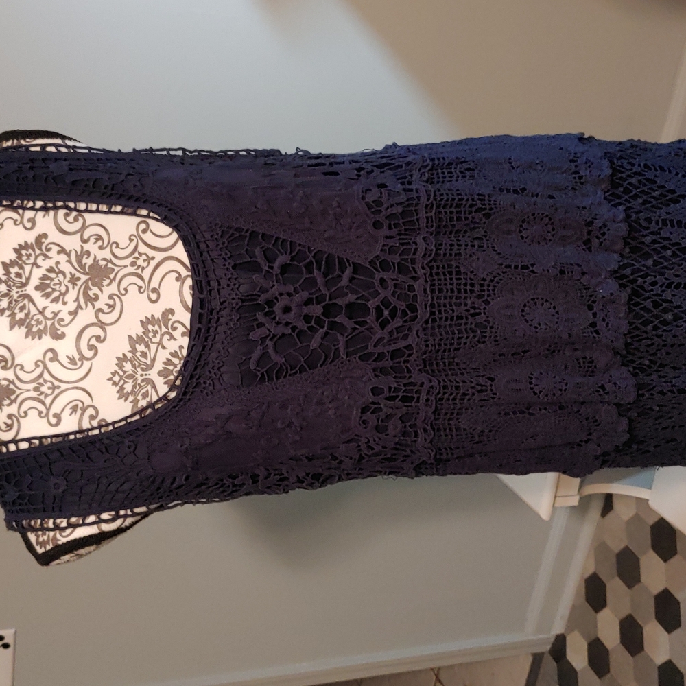 Navy blue straight lace dress